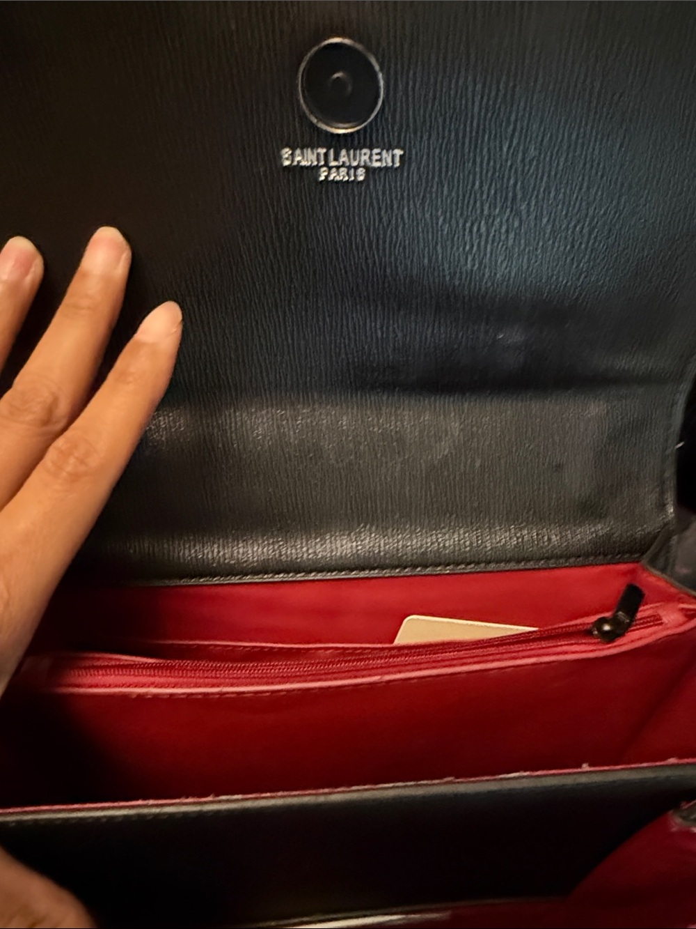 Inspired Saint L.  Black Textured Leather Chain Shoulder Bag - Picture 3 of 5
